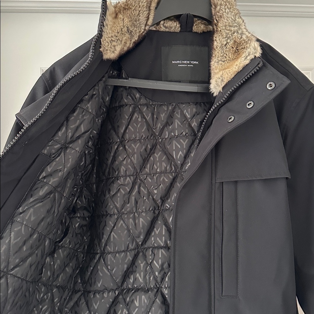 Marc New York Black Jacket with Faux-Fur Trim - Picture 3 of 4